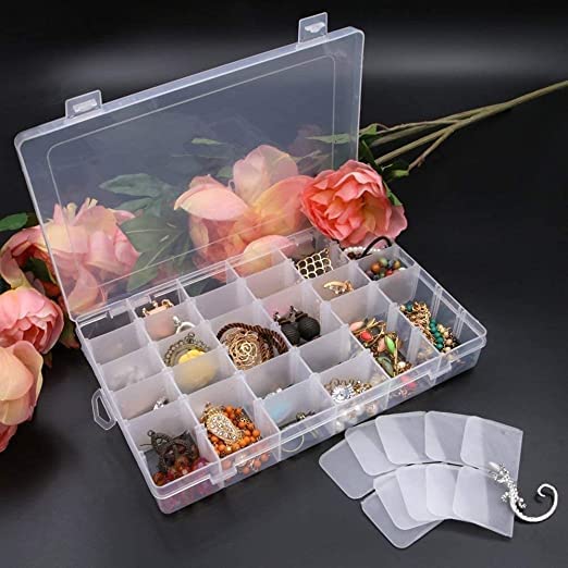 Darkshri 36 Grids Clear Plastic Jewelry Box Organizer Storage Container with Removable Dividers (5544) - Image 2