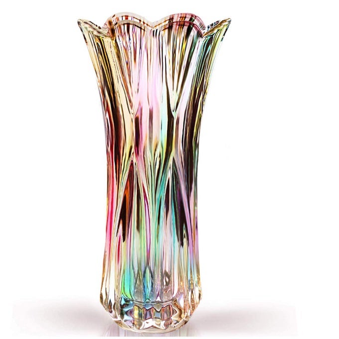 CRYSTAL GLASS COLORFUL VASEGLASS FLOWER VASE DECOR FOR HOME DINING TABLE LIVING ROOMOFFICE WEDDING HOLIDAY PARTYHANDMADE PATTERNSUN FLOWER