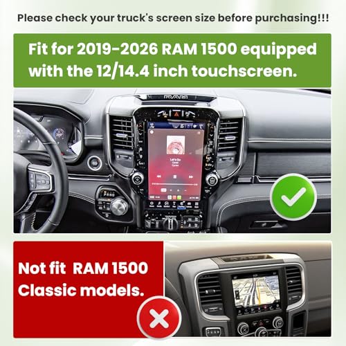 HGWEI Dash Storage Tray Compatible with 2019-2026 Dodge RAM 1500 (14.4"&12" Uconnect Screen) Accessories- Center Console Dashboard Organizer Replacement Divider (Not for RAM 1500 Classic Screen) - Image 3