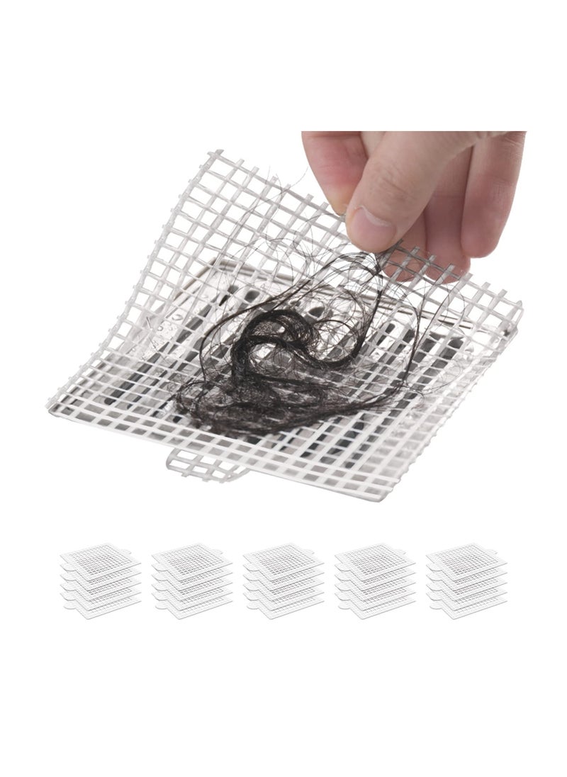 Y&D Disposable Hair Catcher, Shower Drain Mesh Stickers, 4.1- inch Square Floor Filter, Sink Strainer Catchers for Shower, Catcher Stickers (25 PCS)  - Image 1
