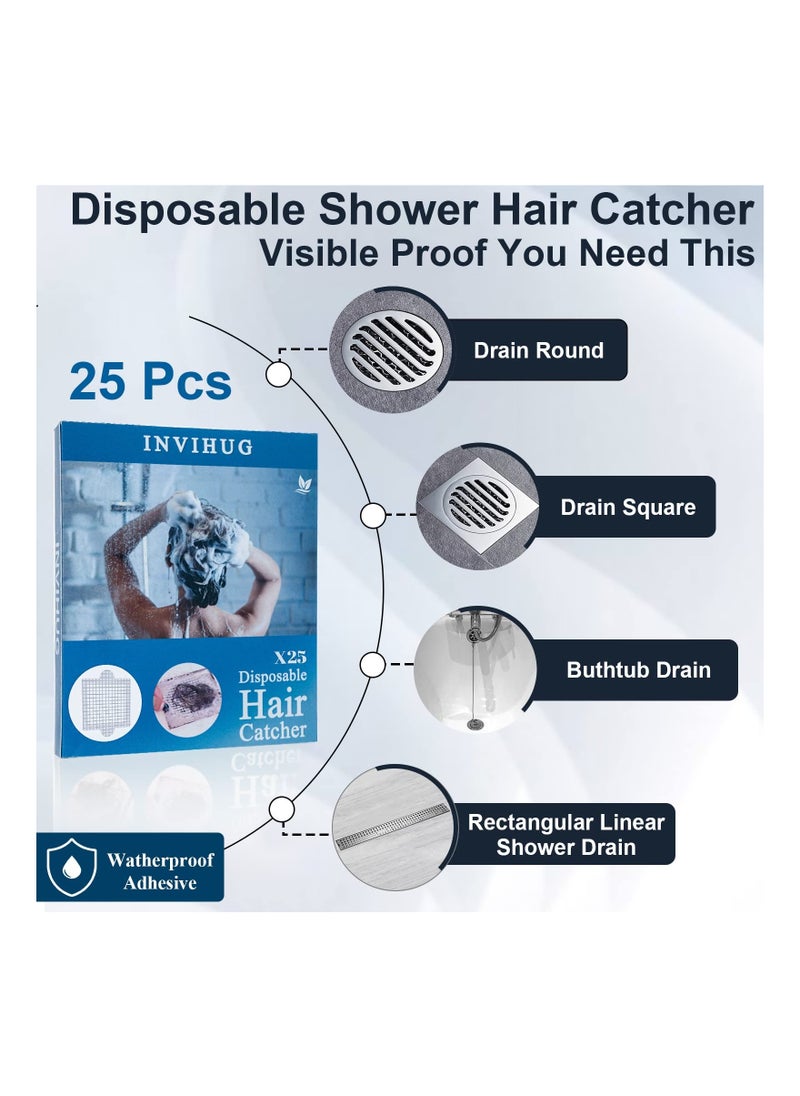 Y&D Disposable Hair Catcher, Shower Drain Mesh Stickers, 4.1- inch Square Floor Filter, Sink Strainer Catchers for Shower, Catcher Stickers (25 PCS)  - Image 3