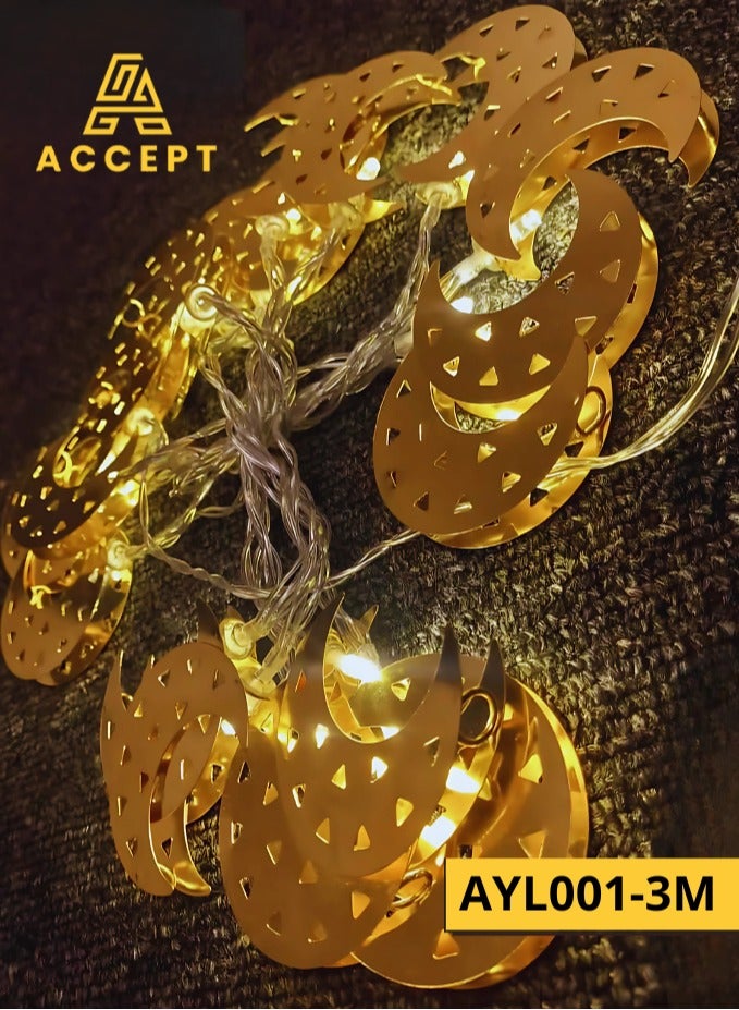 Ramadan decoration, crescent shape, 3 meters long, works on 1.5V battery