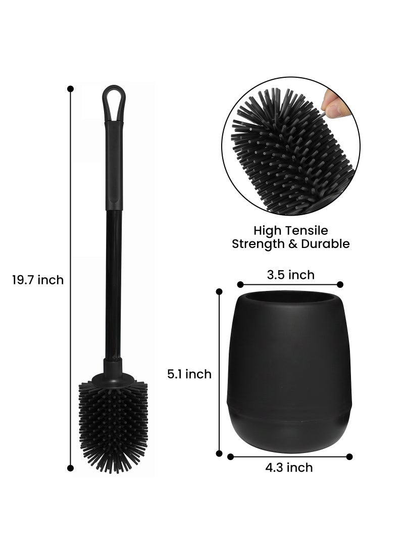 FEELSO Toilet Bowl Brush with Silicone Head for Bathroom Cleaner Black - Image 4