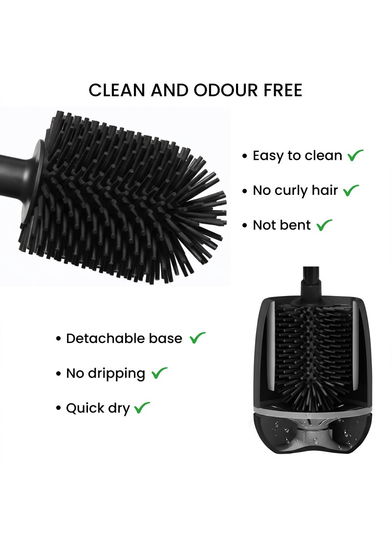 FEELSO Toilet Bowl Brush with Silicone Head for Bathroom Cleaner Black - Image 3