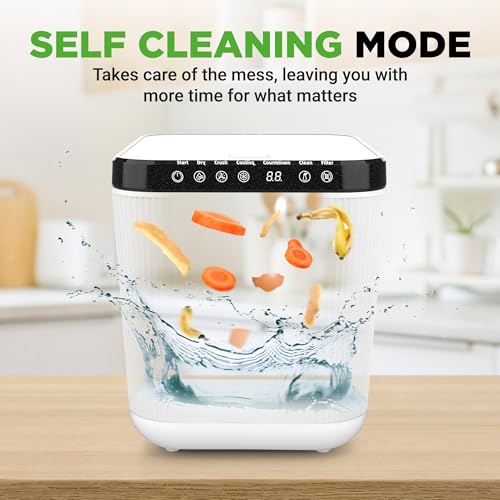 NutriChef Electric Kitchen Composter | 3 Quart Food Recycler | Food Waste Compost Bin for Countertop | 1 Button to Compost, Easy to Clean Composter Bucket | Low Noise, Odorless & Auto Clean | White - Image 4
