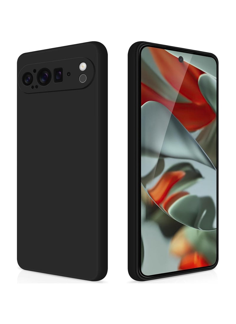 Google Pixel 9 Pro XL Liquid Gel Rubber Bumper Case with Soft Microfiber Lining Cushion Slim Hard Shell Shockproof Protective Cover for Google Pixel 9 Pro XL 5G Black  - Image 1