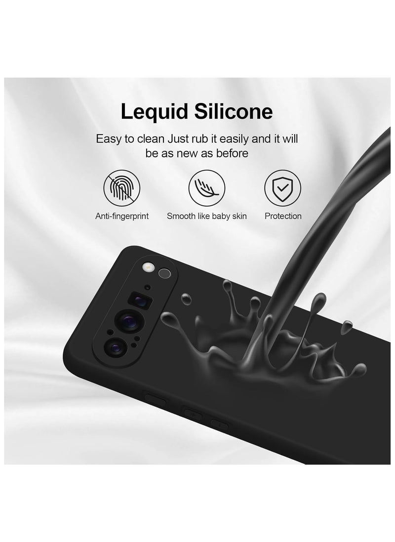 Google Pixel 9 Pro XL Liquid Gel Rubber Bumper Case with Soft Microfiber Lining Cushion Slim Hard Shell Shockproof Protective Cover for Google Pixel 9 Pro XL 5G Black  - Image 4