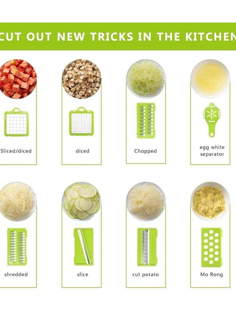 Arabest - Vegetable Chopper Mandoline Slicer,  Kitchen Multi-Function Diced Vegetable Artifact Potato Shredded Grater,11 in 1 Multi-Function Vegetable and Fruit Chopper, Household Potato Chip Sliced Grater - Image 1