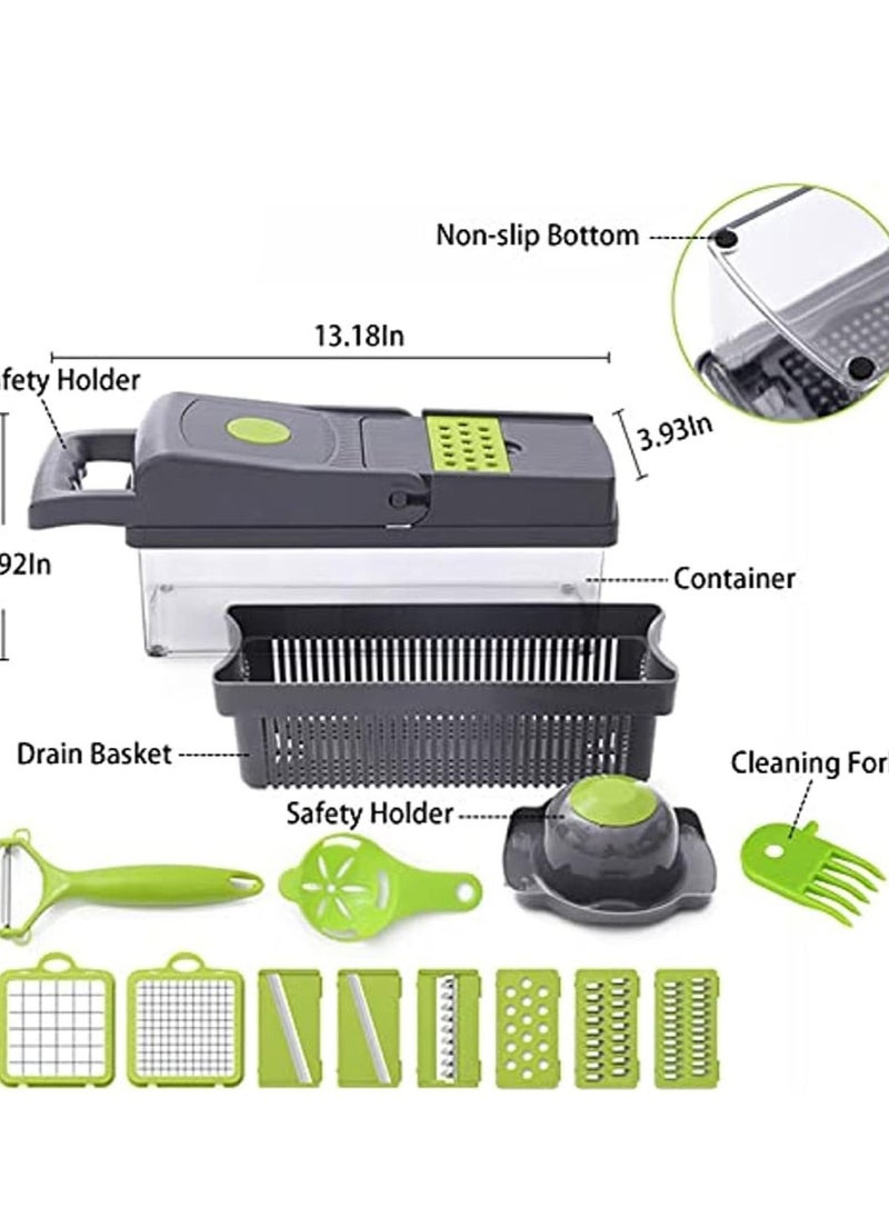 Arabest - Vegetable Chopper Mandoline Slicer,  Kitchen Multi-Function Diced Vegetable Artifact Potato Shredded Grater,11 in 1 Multi-Function Vegetable and Fruit Chopper, Household Potato Chip Sliced Grater - Image 1
