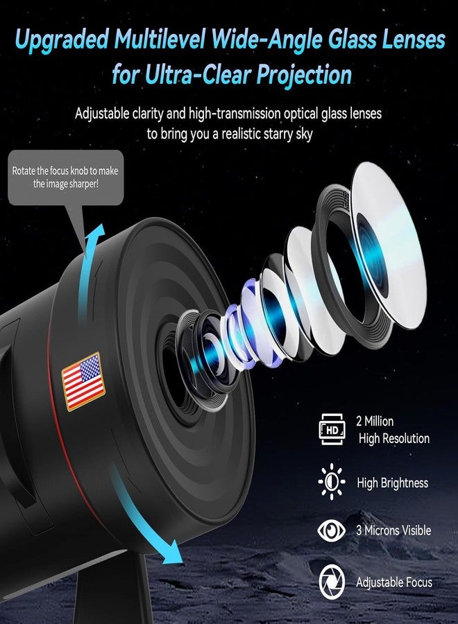 VanSmaGo جهاز عرض كواكب النجوم المحسن 2025 - صورة عرض أوسع بدقة HD، 7 ألوان ضوء ليلي، سحاب دوار 360°، مقبض قابل للتعديل، مؤقت، غرفة نوم، ديكور عطلة، للأطفال، هدايا، حفلات - Image 5