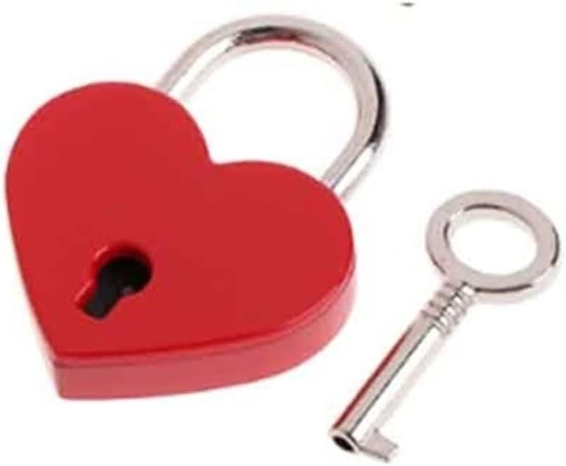 Vintage Antique Style Heart Shape Padlock With Key For Bags Metal Twist Lock Black - Image 2