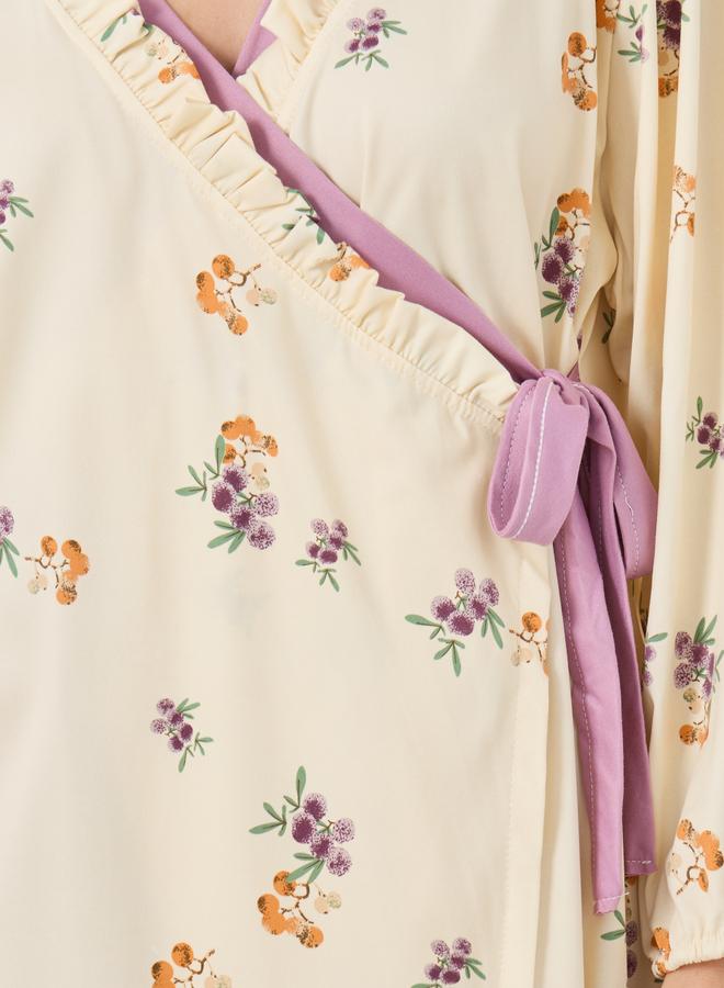 Take Two Take Two Floral Print Tie-Up Detail Robe  - Image 3