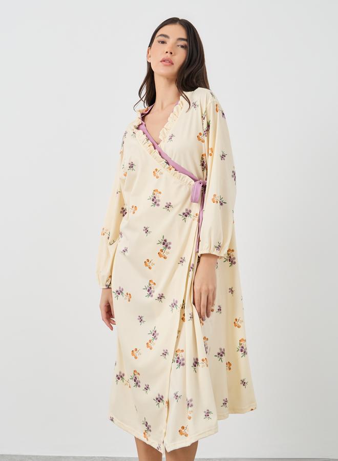 Take Two Take Two Floral Print Tie-Up Detail Robe  - Image 2