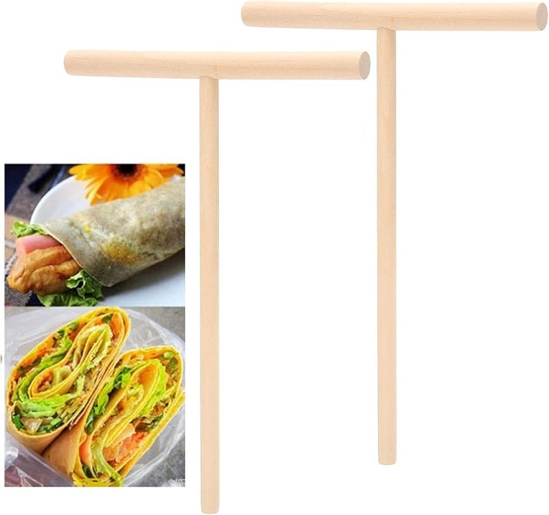 عصا ناشرة للعجين على شكل حرف T من الخشب للفطائر والعجة وأواني الخبز الكهربائية - Image 5