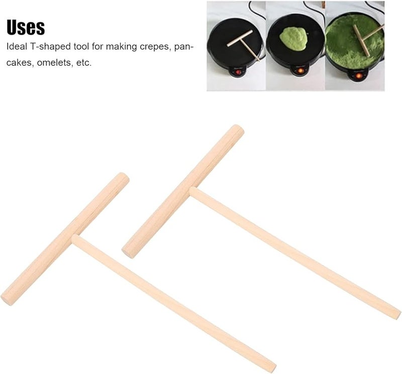 عصا ناشرة للعجين على شكل حرف T من الخشب للفطائر والعجة وأواني الخبز الكهربائية - Image 3