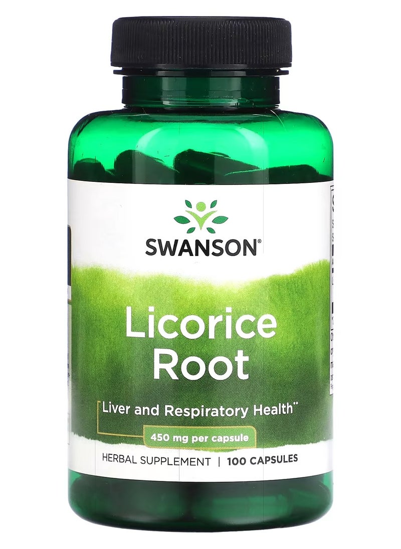 SWANSON Licorice Root, 450 mg, 100 Capsules  - Image 1