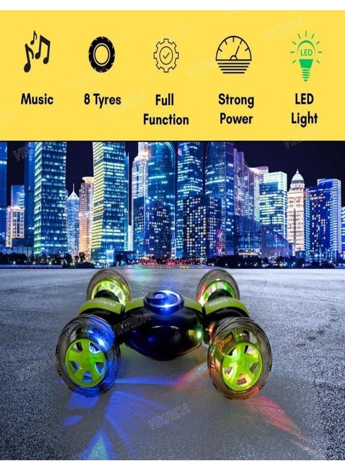 Remote Control Car with Watch - Invincible Stunt Car, 360 Degree Rotating Vehicle with Lights and Music, Twist Car Toy for Kids (Green)  - Image 3