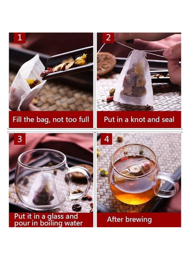 Spaceshoop - Tea filter bags 100 pack disposable empty tea bags loose leaf tea infuser drawstring seal tea bags multipurpose non woven fabric sachet bags for coffee spice herbs - Image 1