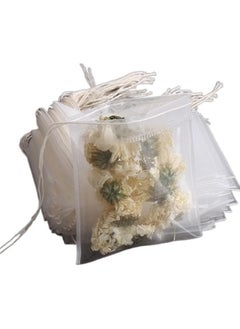Tea filter bags 100 pack disposable empty tea bags loose leaf tea infuser drawstring seal tea bags multipurpose non woven fabric sachet bags for coffee spice herbs