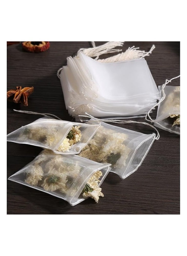 Spaceshoop - Tea filter bags 100 pack disposable empty tea bags loose leaf tea infuser drawstring seal tea bags multipurpose non woven fabric sachet bags for coffee spice herbs - Image 1