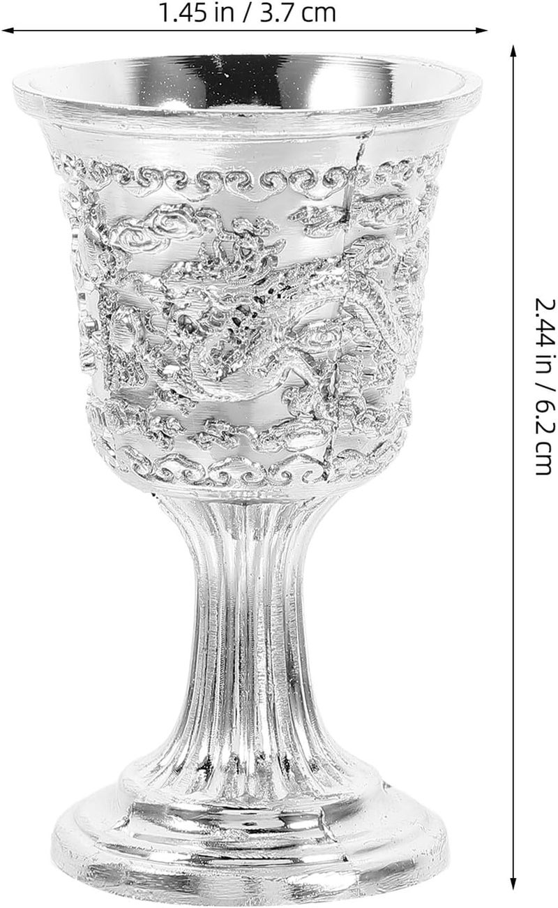 Vintage Zinc Alloy Wine Goblet Small Decorative Dragon Phoenix Design Metal Whiskey Glass for Home Bar Use - Image 2