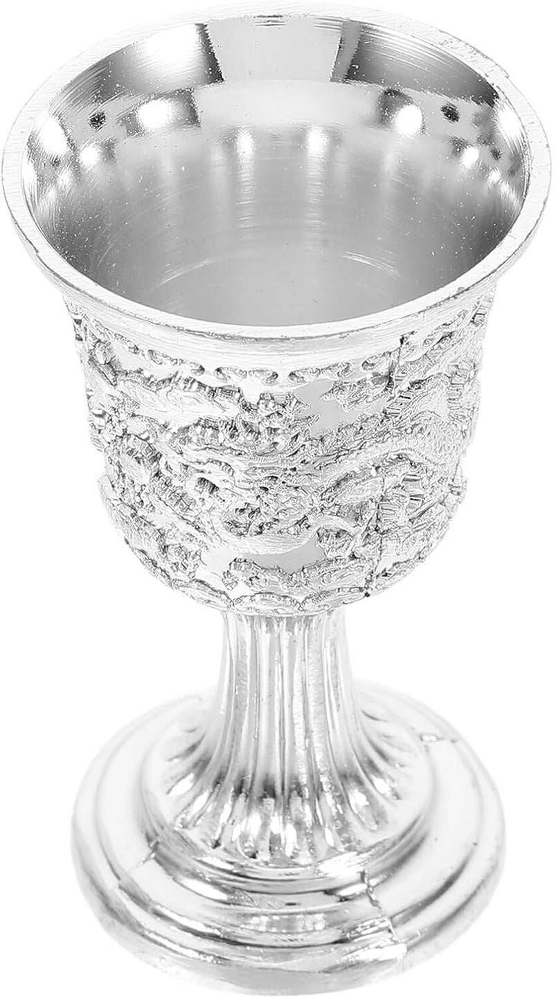 Vintage Zinc Alloy Wine Goblet Small Decorative Dragon Phoenix Design Metal Whiskey Glass for Home Bar Use - Image 1