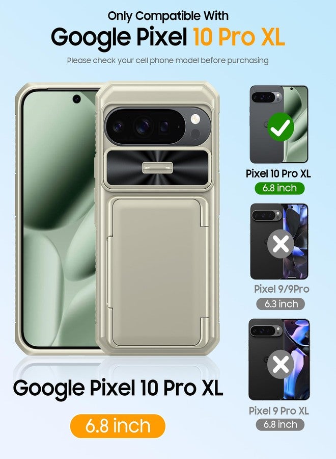 جراب oupeigar لهاتف Google Pixel 10 Pro XL مع حامل بطاقات وحجب RFID وغطاء كاميرا منزلق وحامل، جراب محفظة مقاوم للصدمات ومضاد للانزلاق لكامل الجسم لهاتف Pixel 10 Pro XL (ذهبي تيتانيوم) - Image 2