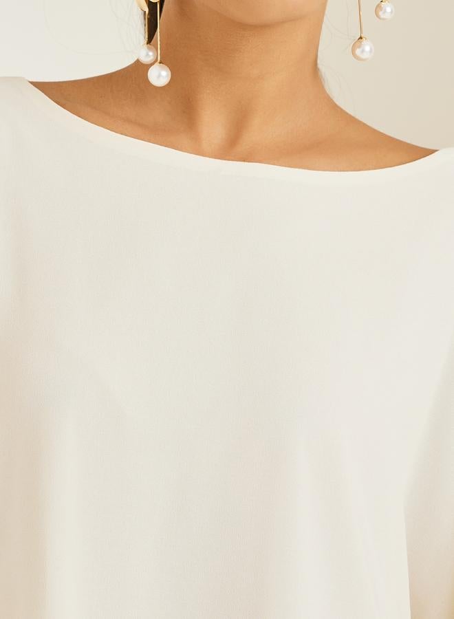 Styli Women Off White Chiffon Top with Maxi Skirt Co-Ords - Image 4