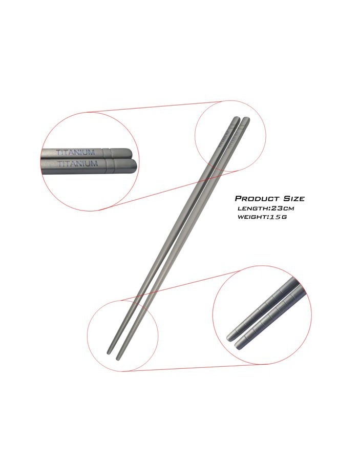ZEARE Titanium Chopsticks Ultralight 2 Pairs Square Standard Length Rice, Noodles and Sushi Reusable Cutlery Cookware (9 inches (23cm)) - Image 3