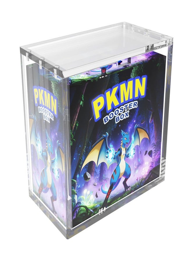 Comnge PKMN Booster Box Acrylic Case - 8mm+5mm Thickness Crystal Clear, UV Protective Display Case with 6 Sets Strong Magnets and Finger Grip, for PKMN Standard Booster Bundle Storage Display (1 Pack) - Image 1