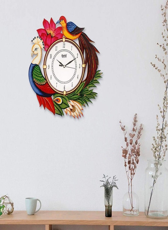 CIRCADIAN Ajanta Wooden Hand Painted Designer Wall Clock for Home Living Room Office Bedroom (Multicolour) - Image 3