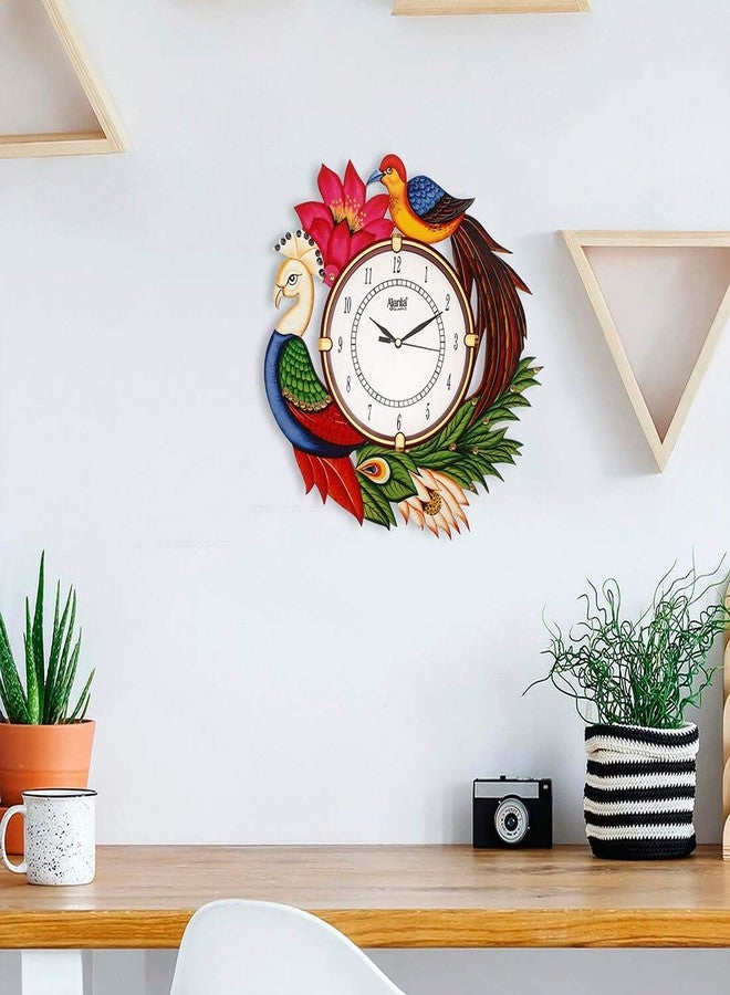 CIRCADIAN Ajanta Wooden Hand Painted Designer Wall Clock for Home Living Room Office Bedroom (Multicolour) - Image 2