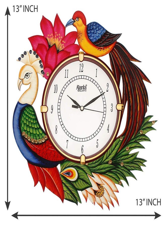 CIRCADIAN Ajanta Wooden Hand Painted Designer Wall Clock for Home Living Room Office Bedroom (Multicolour) - Image 4