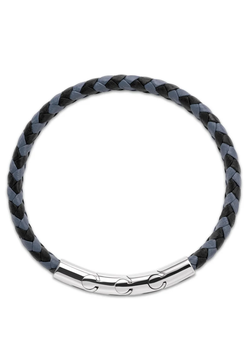 Guy Laroche Adam Black and Grey Braided Bracelet for Men