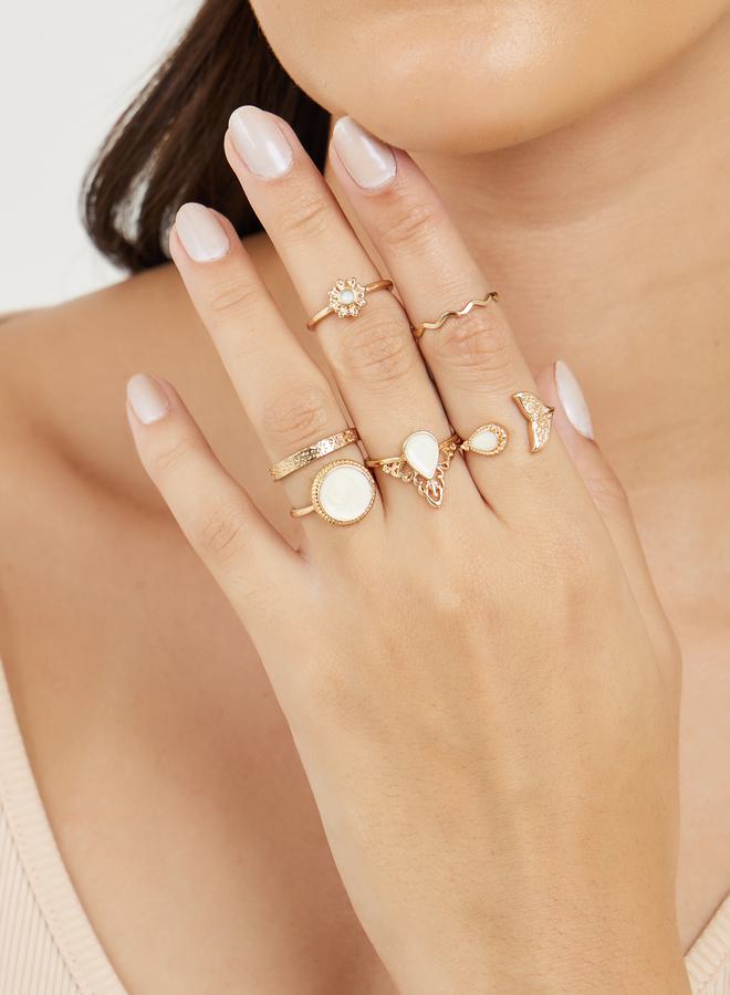 ستايلي طقم 6 خواتم مزينة متنوعة - Image 1