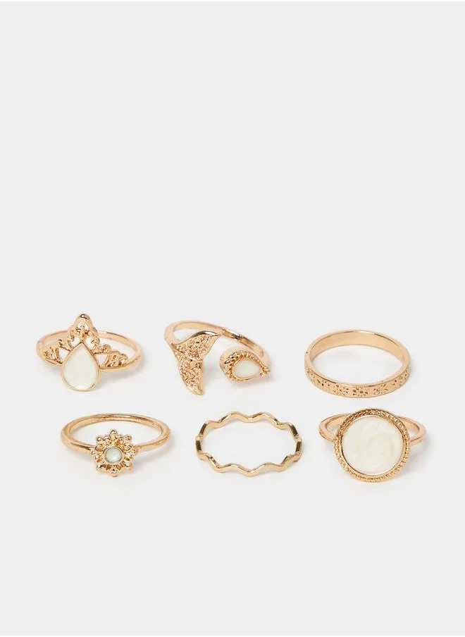 ستايلي Set of 6 - Assorted Embellished Rings