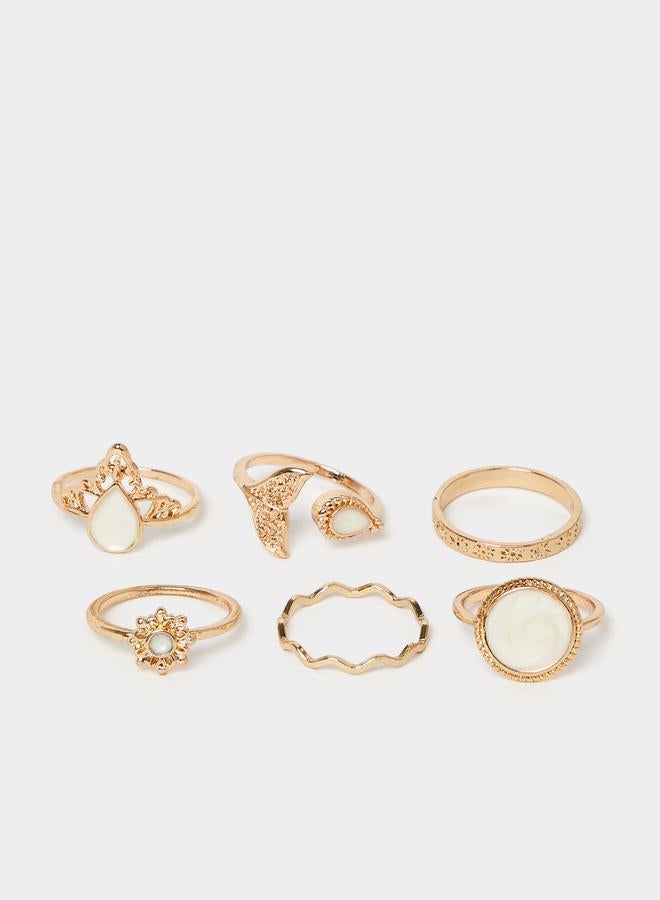 ستايلي طقم 6 خواتم مزينة متنوعة - Image 2