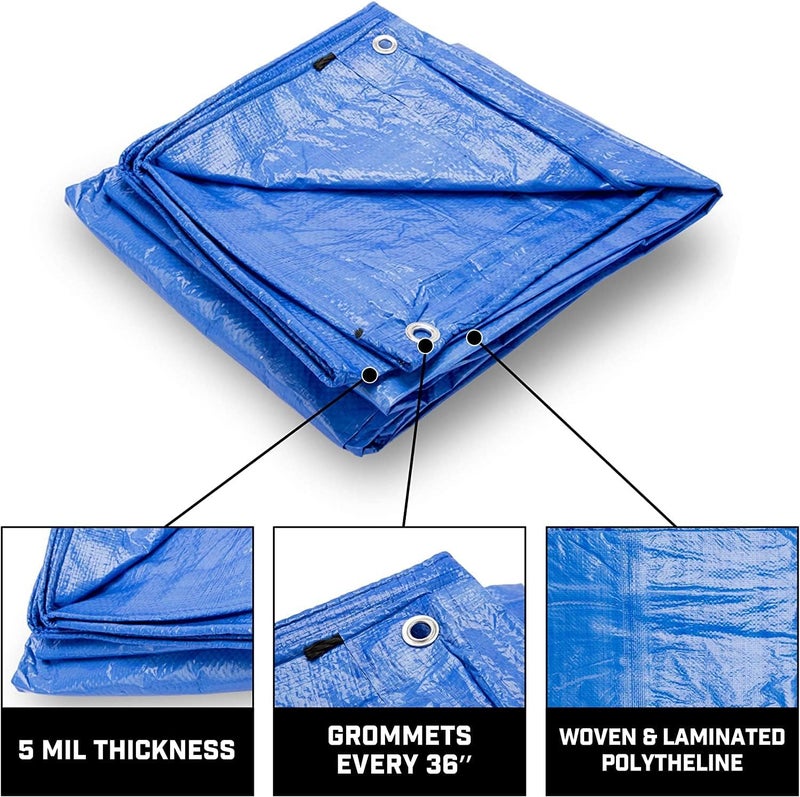 RK TRENDS RK Trends Heavy Duty Tarpaulin 30 x 30 Feet HDPE Material UV Resistant 100 Waterproof Blue 30 X 30 Feets  - Image 4