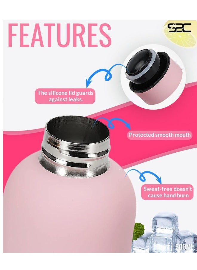 S2C Water Bottle Stainless Steel 500ml - Double Wall insulated Water Bottles for Hot Water Gym Bottle Stainless Steel Water Bottle for Kids School Flask Bottle Hot water bottle  - Image 5