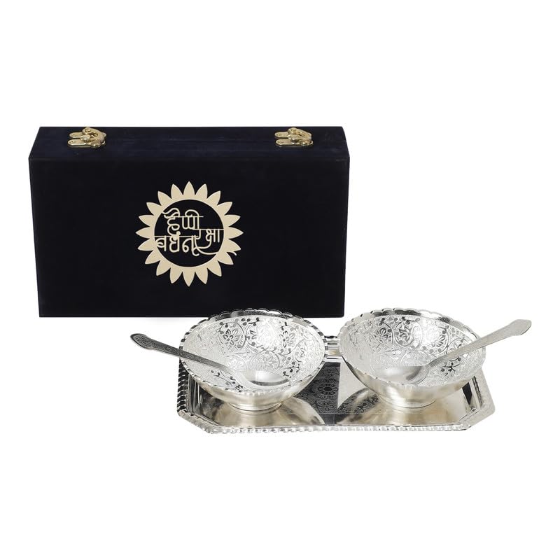 INTERNATIONAL GIFT® German Silver Round Bowl Spoon Tray Or Carry Bag with Happy Raksha Bandhan Tag | German Silver Metal Suitable for Gifting, Serving, Home Décor and Pooja - Image 5