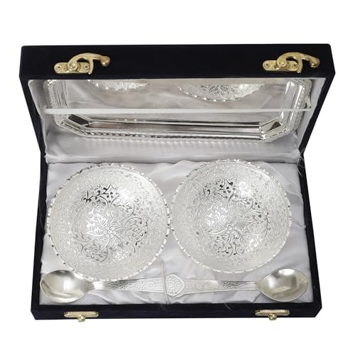 INTERNATIONAL GIFT® German Silver Round Bowl Spoon Tray Or Carry Bag with Happy Raksha Bandhan Tag | German Silver Metal Suitable for Gifting, Serving, Home Décor and Pooja - Image 3