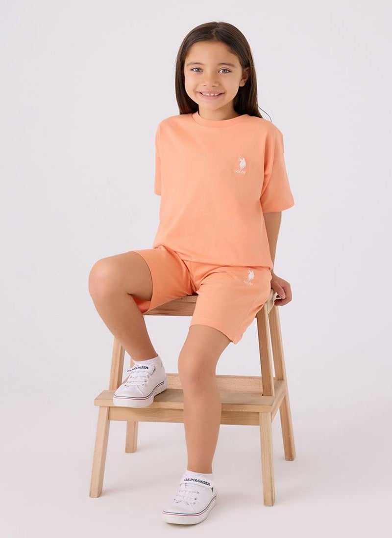 U.S. Polo Assn. U.S. Polo Assn. Girls Orange Bermuda Set - Image 3