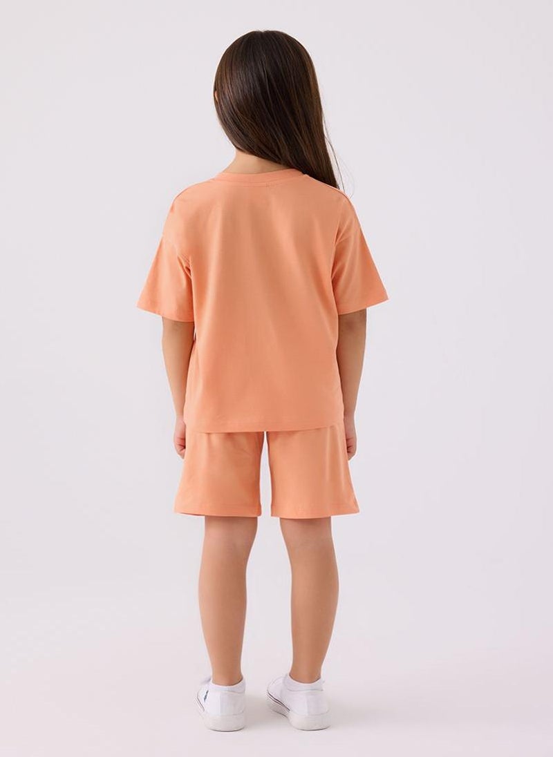 U.S. Polo Assn. U.S. Polo Assn. Girls Orange Bermuda Set - Image 5