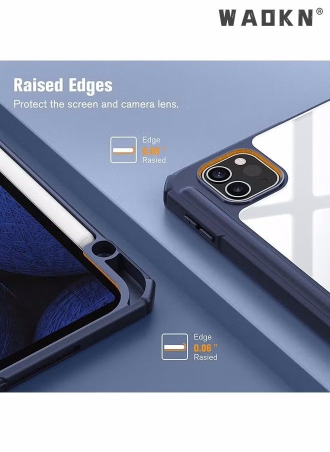 IAF Hybrid Slim Case for iPad Pro 11-inch (4th / 3rd Generation) 2022/2021 - [Built-in Pencil Holder] Shockproof Cover w/Clear Transparent Back Shell, Also Fit iPad Pro 11" 2nd Gen, with Auto Wake Blue - Image 5