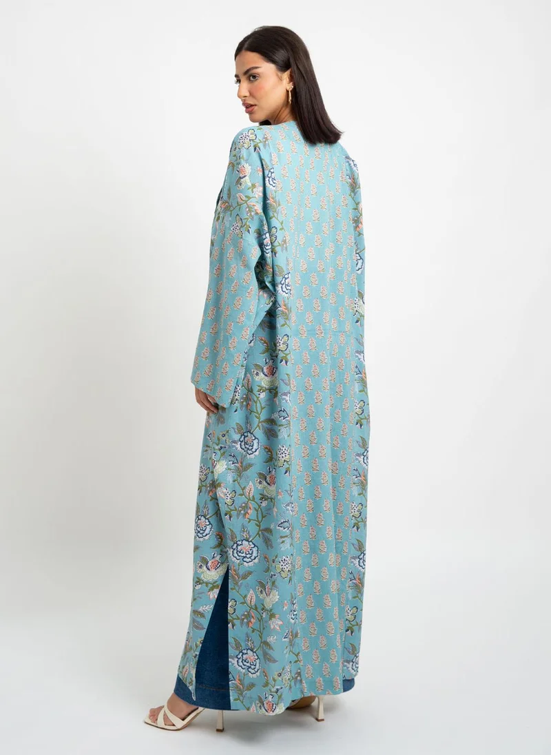 Kaafmeem Blue Pastel Garden Bohemian Abaya