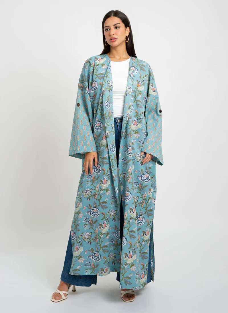 Kaafmeem Blue Pastel Garden Bohemian Abaya