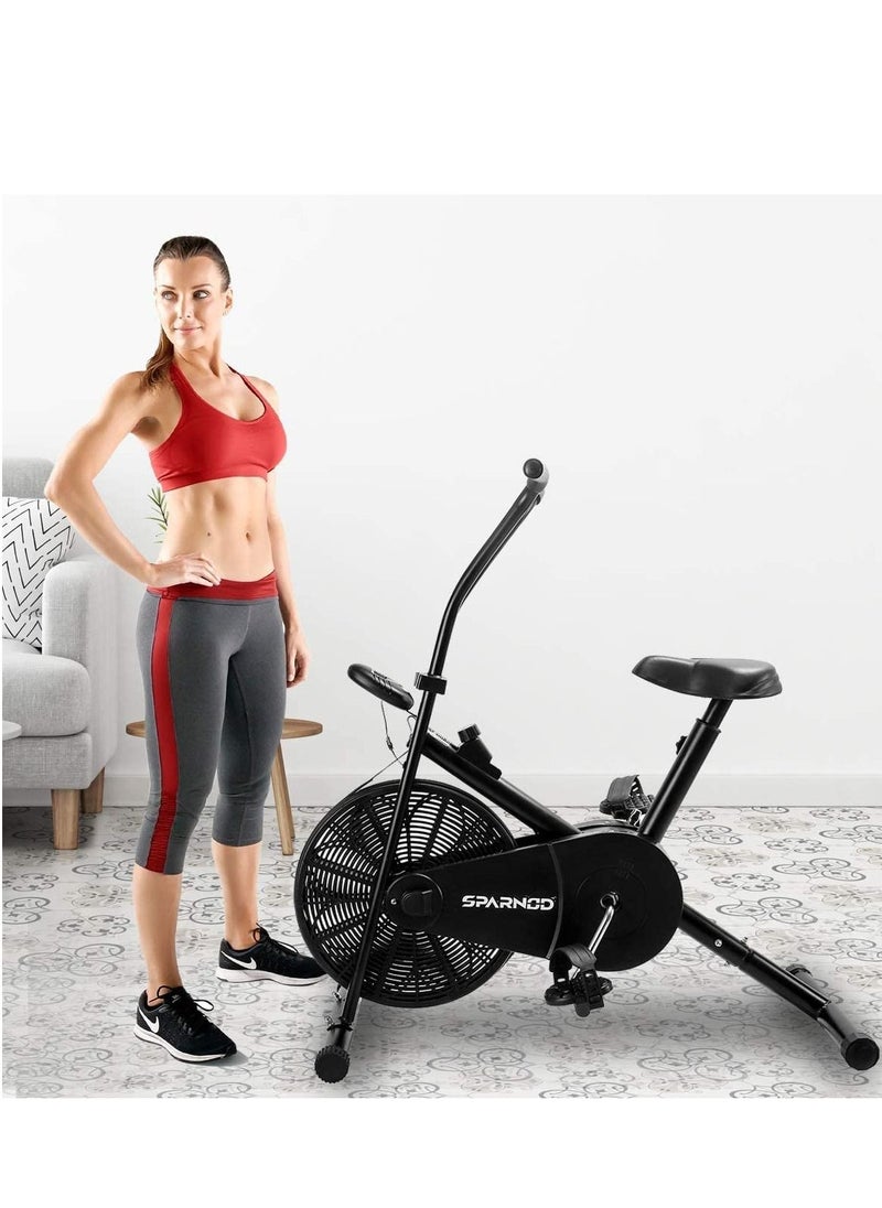 Sparnod Fitness - Sparnod Fitness SAB-04 Fixed Handle Exercise Air Bike Cycle for Home Gym with Adjustable Resistance and Height Adjustable Cushioned Seat (Free Installation) - Image 1