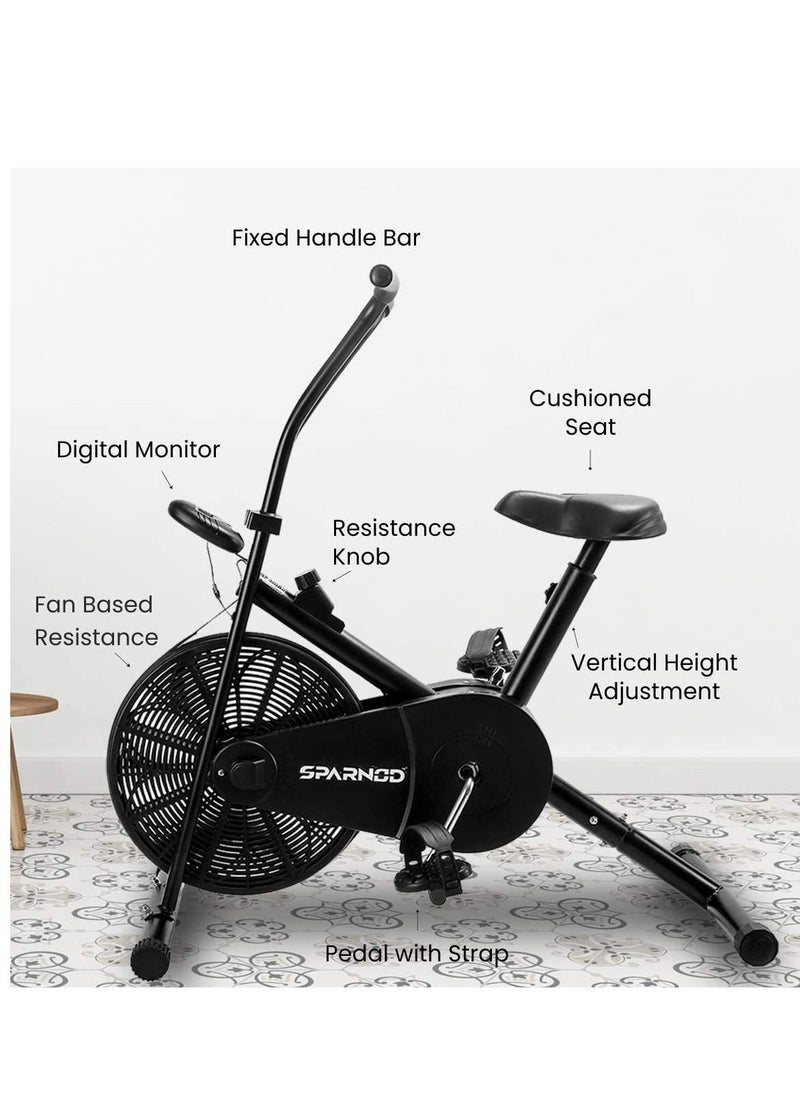 Sparnod Fitness - Sparnod Fitness SAB-04 Fixed Handle Exercise Air Bike Cycle for Home Gym with Adjustable Resistance and Height Adjustable Cushioned Seat (Free Installation) - Image 1