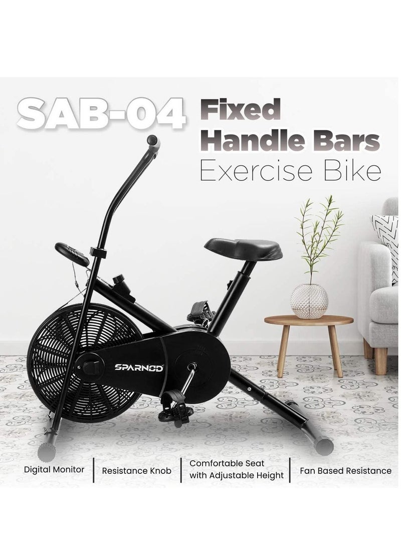 Sparnod Fitness - Sparnod Fitness SAB-04 Fixed Handle Exercise Air Bike Cycle for Home Gym with Adjustable Resistance and Height Adjustable Cushioned Seat (Free Installation) - Image 1