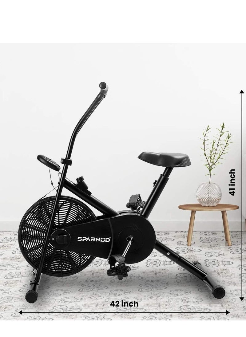Sparnod Fitness - Sparnod Fitness SAB-04 Fixed Handle Exercise Air Bike Cycle for Home Gym with Adjustable Resistance and Height Adjustable Cushioned Seat (Free Installation) - Image 1